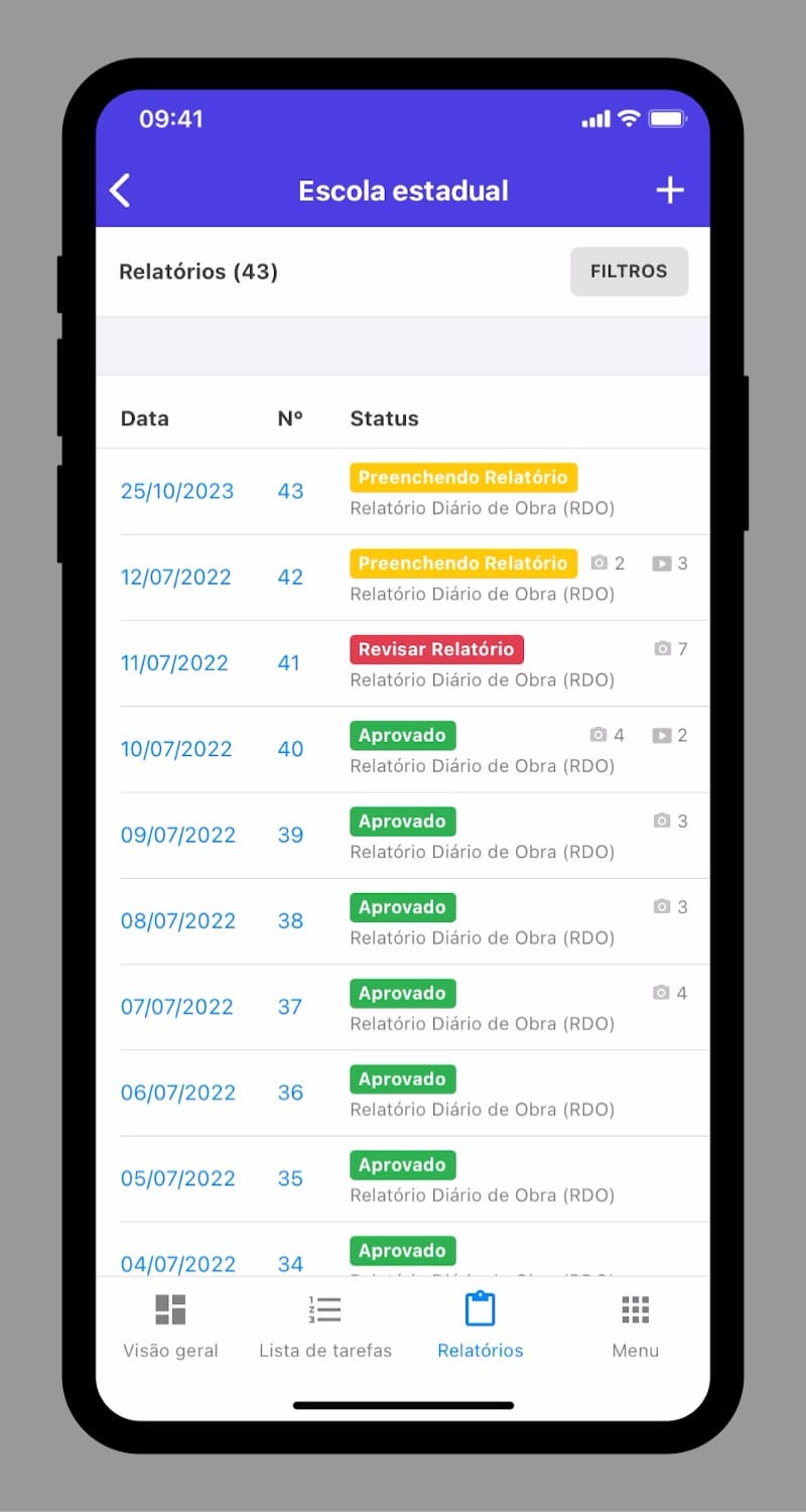 Diário de Obra - App obras